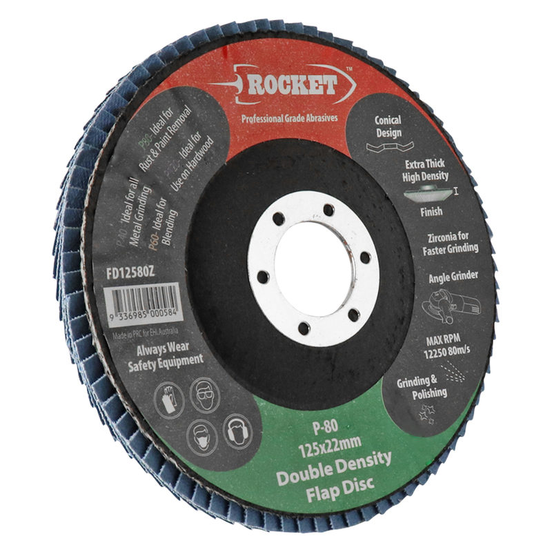Rocket 125mm Flap Discs 80 Grit Suits Angle Grinder 10PCS