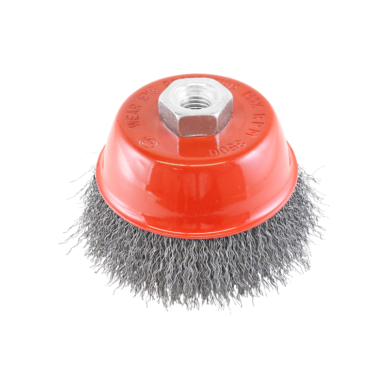 100mm x M14 bore Stainless Steel Crimped Cup Wire Brush