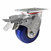 Easyroll 100mm Blue Elastic Rubber J2 Series Castors 200kg 1PC