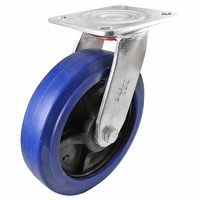 Easyroll 200mm Blue Elastic Rubber J3 Series Castors 500kg 1PC