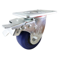 Easyroll 100mm Blue Elastic Rubber J3 Series Castors 200kg 1PC