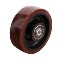 150MM RED URETHANE ON CAST IRON WHEEL PRECISION BEARING