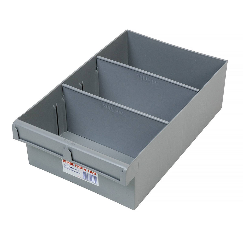 Fischer 200x100x300mm Spare Parts Tray With 2 Removeable Dividers Grey (Special Order)