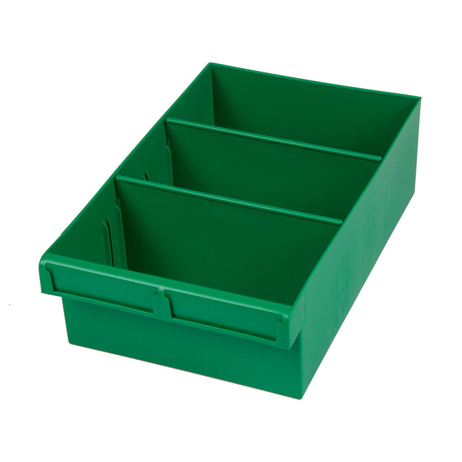 Fischer 200x100x300mm Spare Parts Tray With 2 Removeable Dividers Green (Special Order)