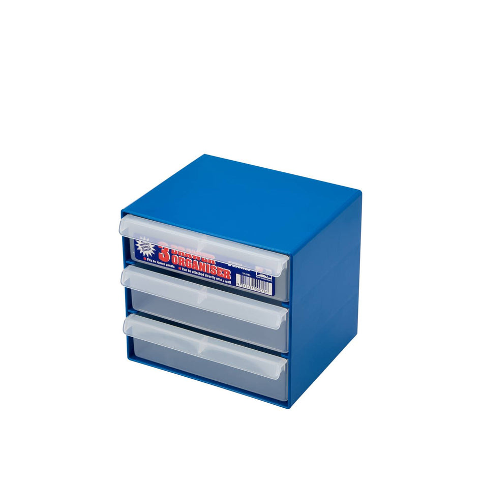 Fischer Blue/Clear 3 Drawer Organiser (Special Order)