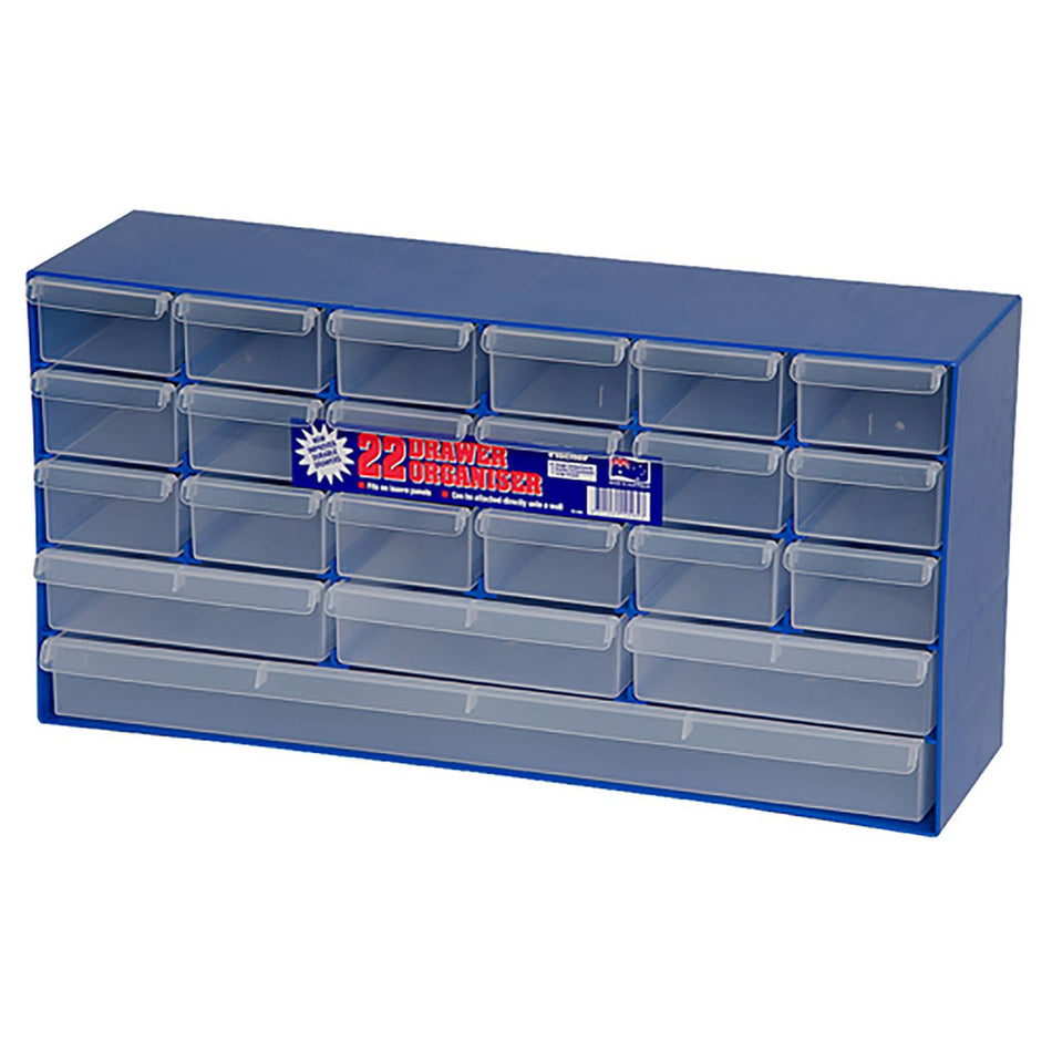 Fischer Blue/Clear 22 Drawer Organiser (Special Order)