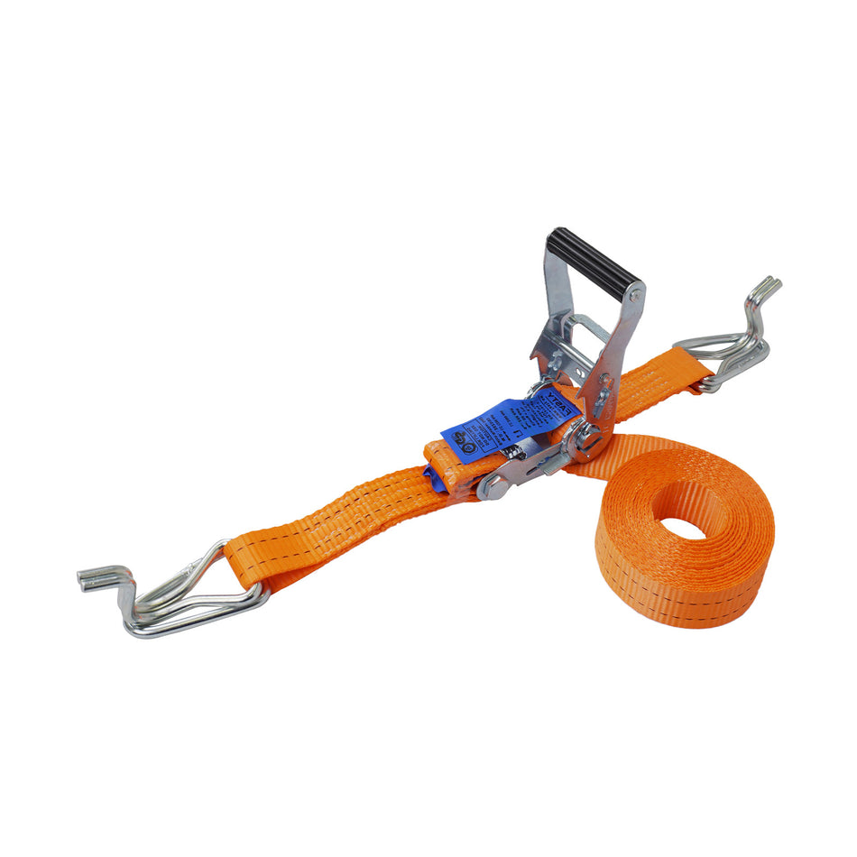 Fasty Ratchet 5M x 35mm Orange Large View Tie Down Hook & Keeper 1250kg - 2 Piece