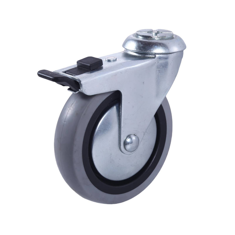 Easyroll 100mm Grey Rubber Bolt Hole Brake G1 Series Castor 55kg