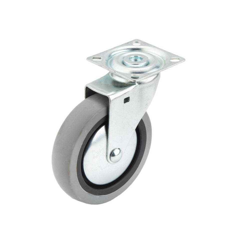 Easyroll 100mm Grey Rubber Swivel Plate G1 Series Castor 55kg