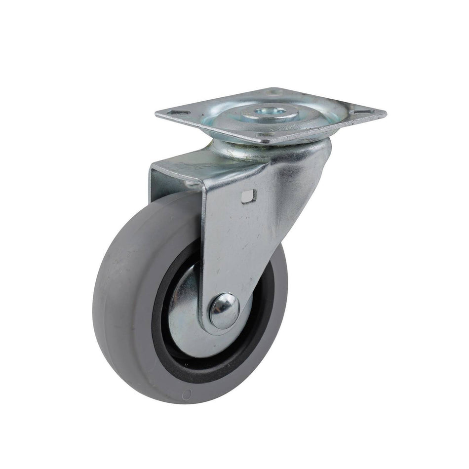 Easyroll 75mm Grey Rubber Swivel Plate G1 Series Castor 55kg