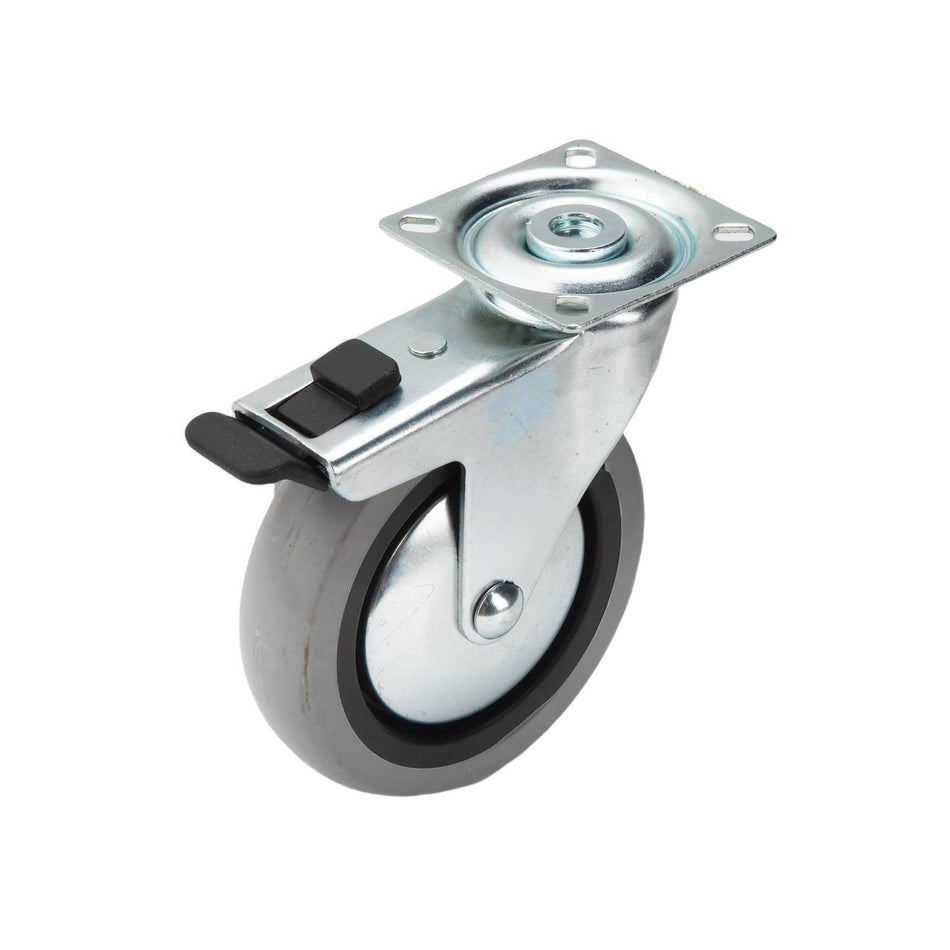 Easyroll 100mm Grey Rubber Swivel Plate Brake G1 Series Castor 55kg