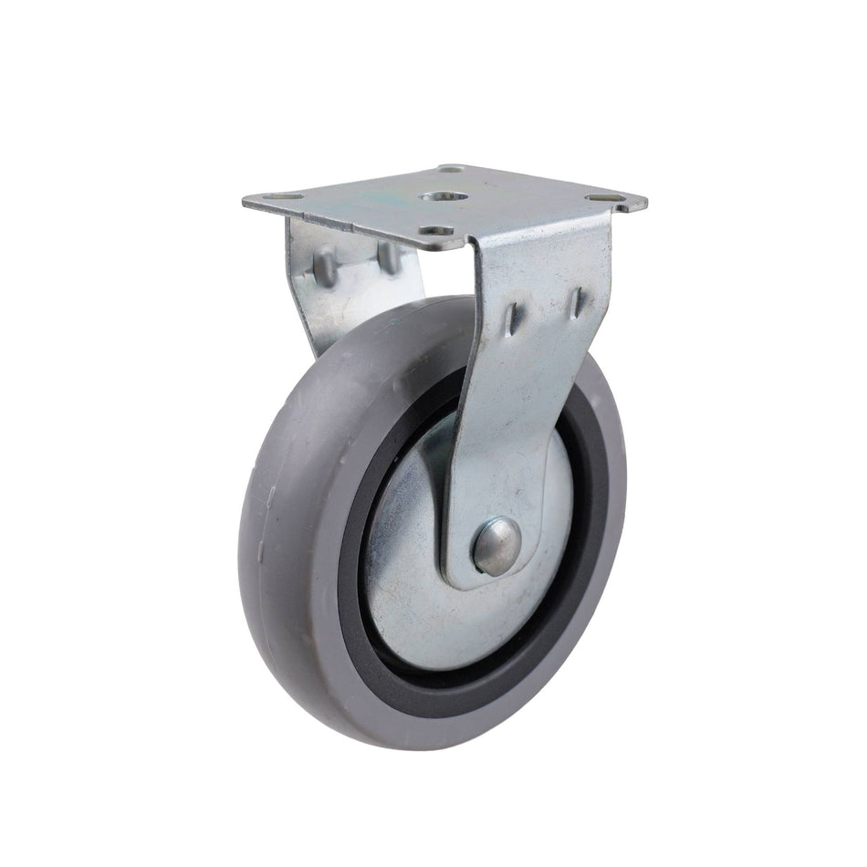 Easyroll 100mm Grey Rubber Fixed Plate G1 Series Castor 55kg