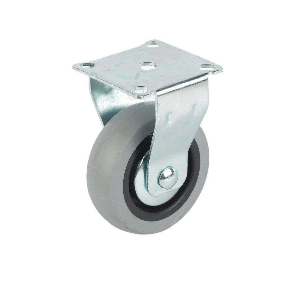 Easyroll 75mm Grey Rubber Fixed Plate G1 Series Castor 55kg