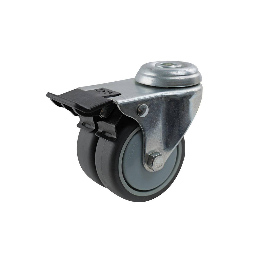 Easyroll 75mm Grey Rubber Bolt Hole Brake G2 Series Castor 70kg