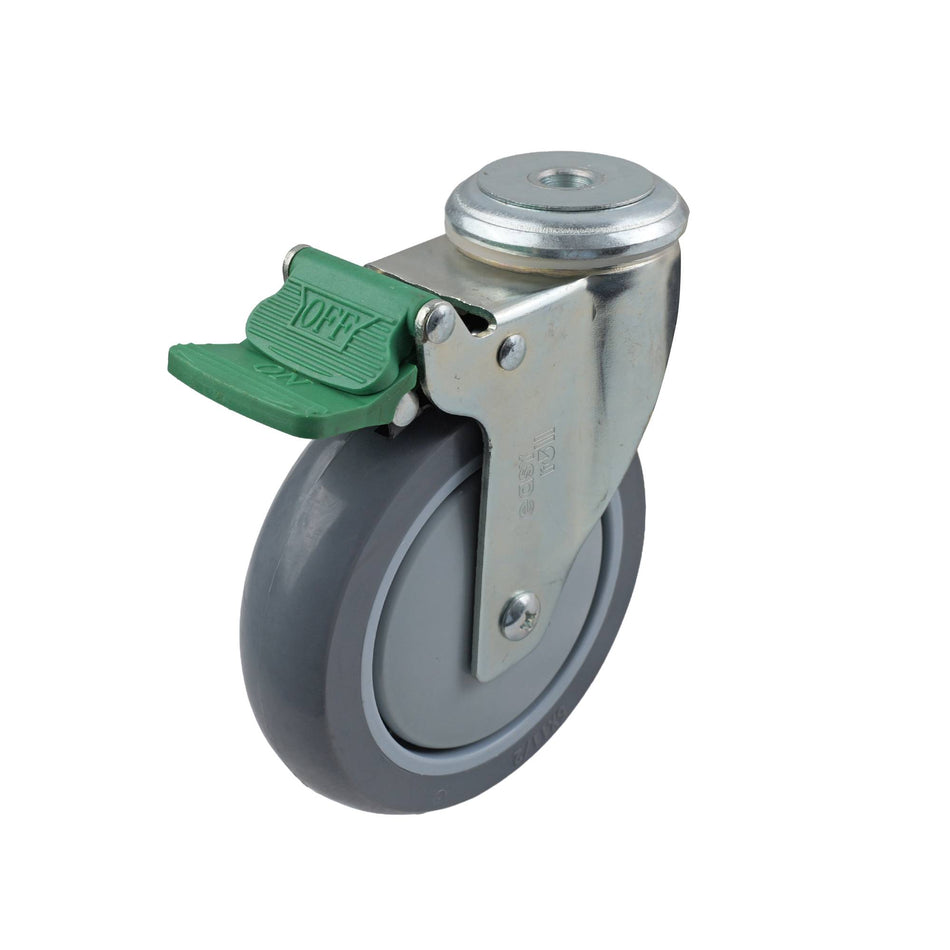 Easyroll 125mm Grey Urethane Bolt Hole G6 Series Castor 130kg