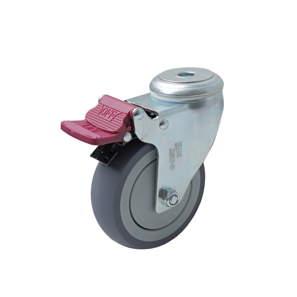 Easyroll 100mm Grey Rubber Bolt Hole G6 Series Castor 120kg