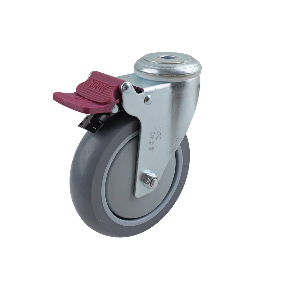 Easyroll 125mm Grey Urethane Bolt Hole G6 Series Castor 130kg