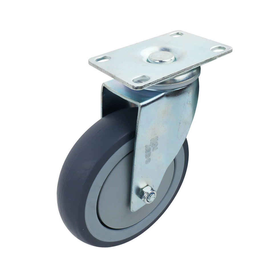 Easyroll 125mm Grey Rubber Swivel Plate G6 Series Castor 130kg