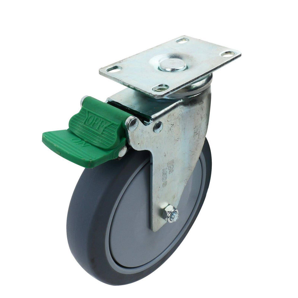 Easyroll 150mm Grey Rubber Swivel Plate G6 Series Castor 130kg