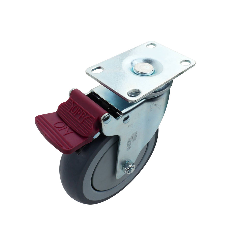 Easyroll 125mm Grey Rubber Swivel Plate G6 Series Castor 130kg