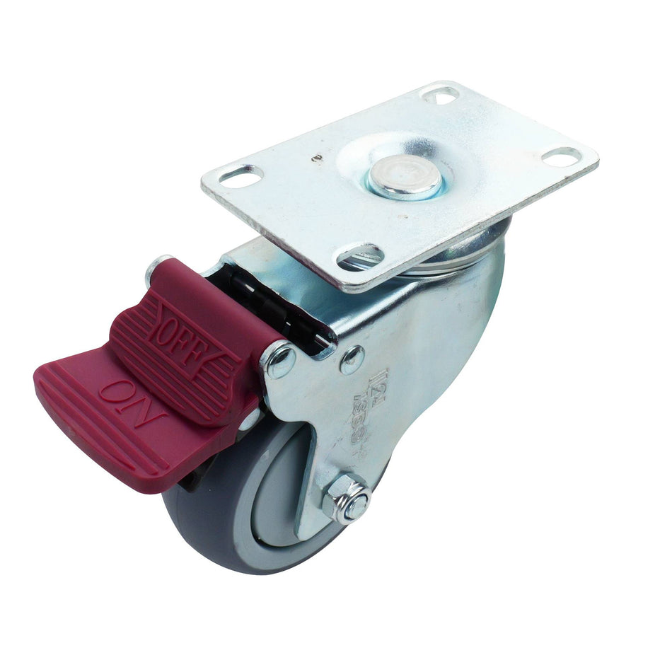 Easyroll 75mm Grey Rubber Swivel Plate G6 Series Castor 90kg