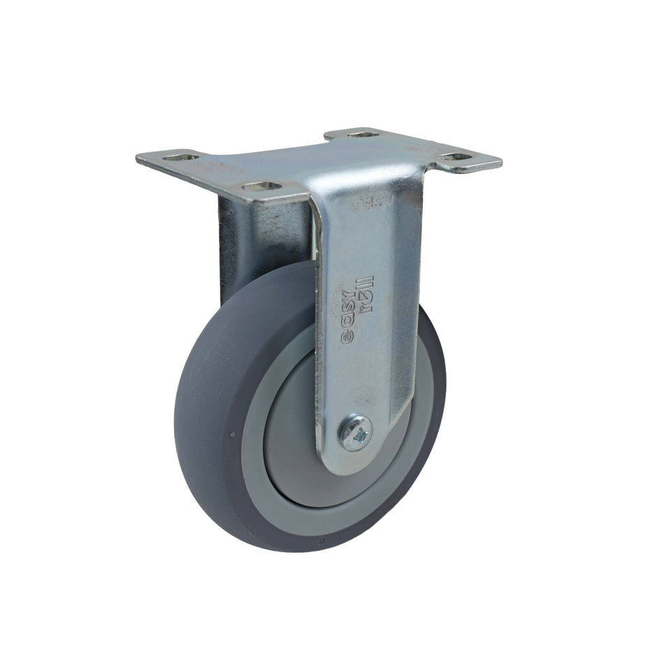 Easyroll 100mm Grey Rubber Fixed Plate G6 Series Castor 120kg