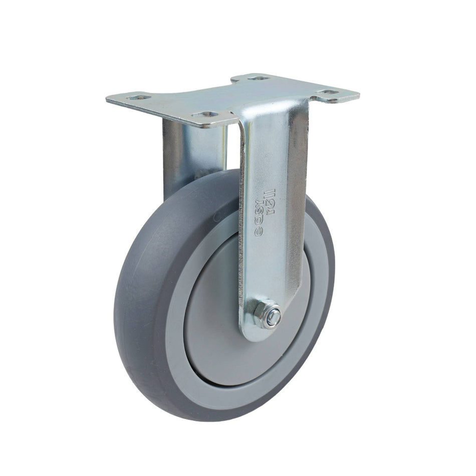 Easyroll 125mm Grey Rubber Fixed Plate G6 Series Castor 130kg