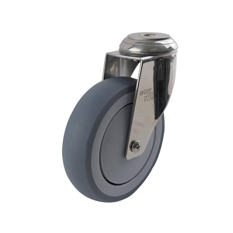 Easyroll 125mm Grey Rubber Bolt Hole G7 Series Castor 100kg