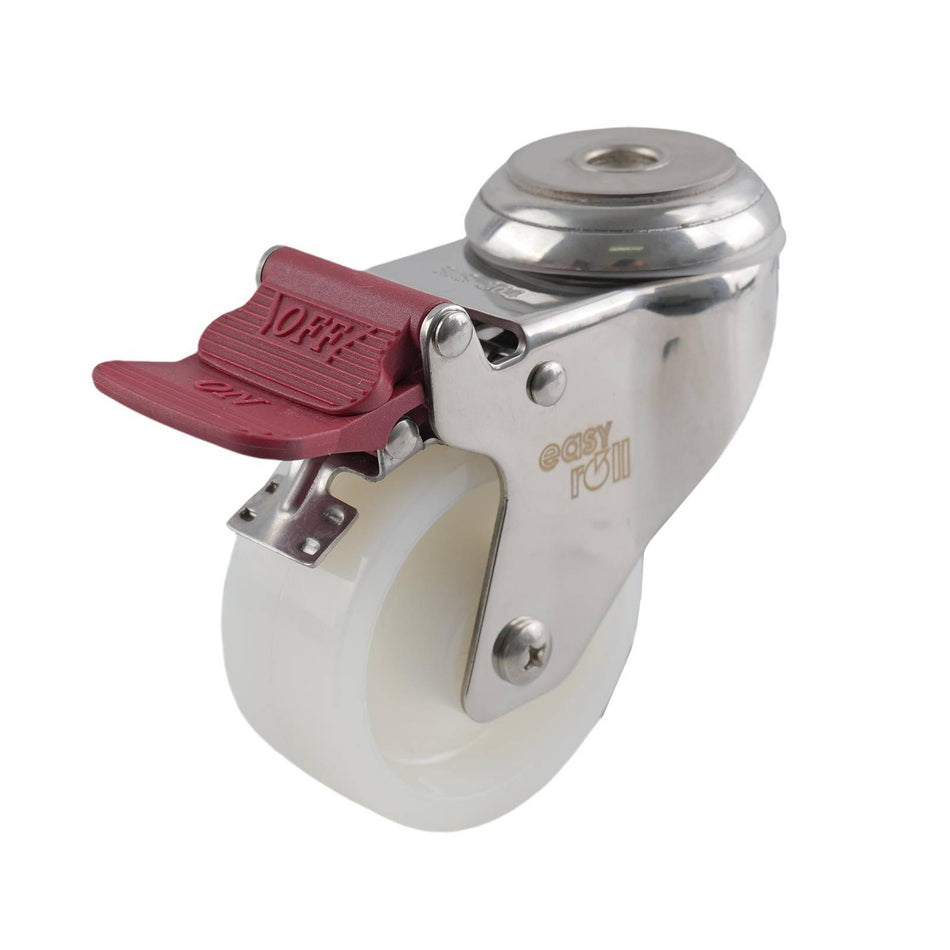 Easyroll 75mm White Nylon Bolt Hole Brake G7 Series Castor 100kg
