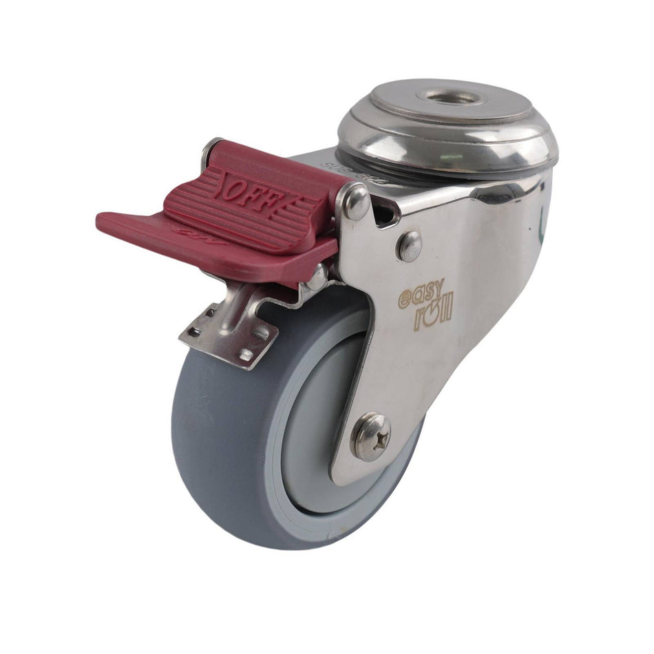 Easyroll 75mm Grey Rubber Bolt Hole Brake G7 Series Castor 80kg