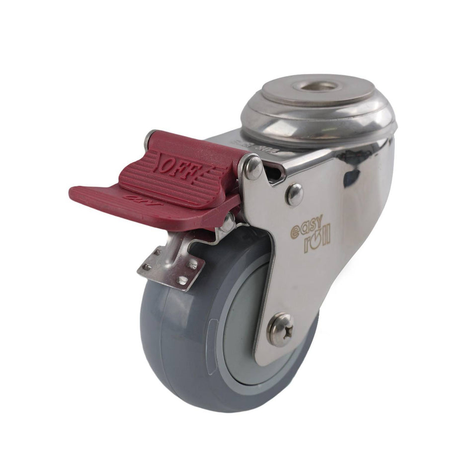 Easyroll 75mm Grey Urethane Bolt Hole Brake G7 Series Castor 100kg