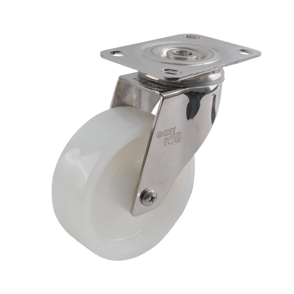 Easyroll 100mm White Nylon Swivel Plate Brake G7 Series Castor 100kg