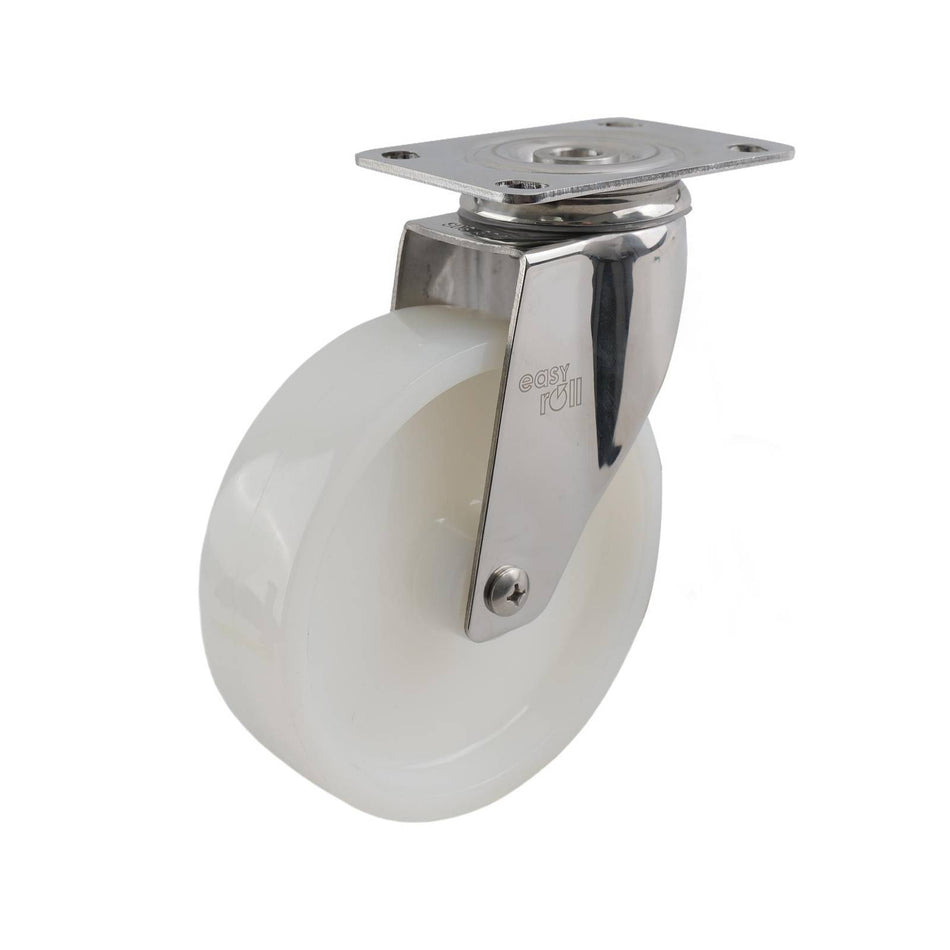 Easyroll 125mm White Nylon Swivel Plate G7 Series Castor 100kg