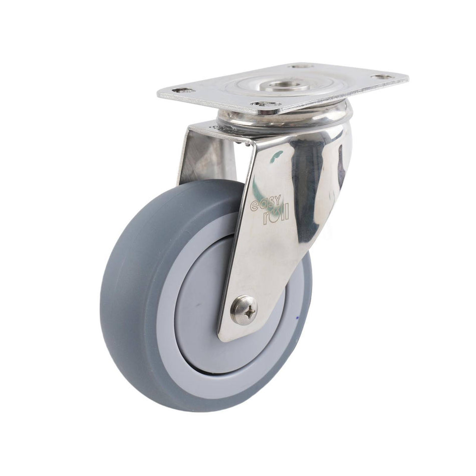 Easyroll 100mm Grey Rubber Swivel Plate G7 Series Castor 100kg