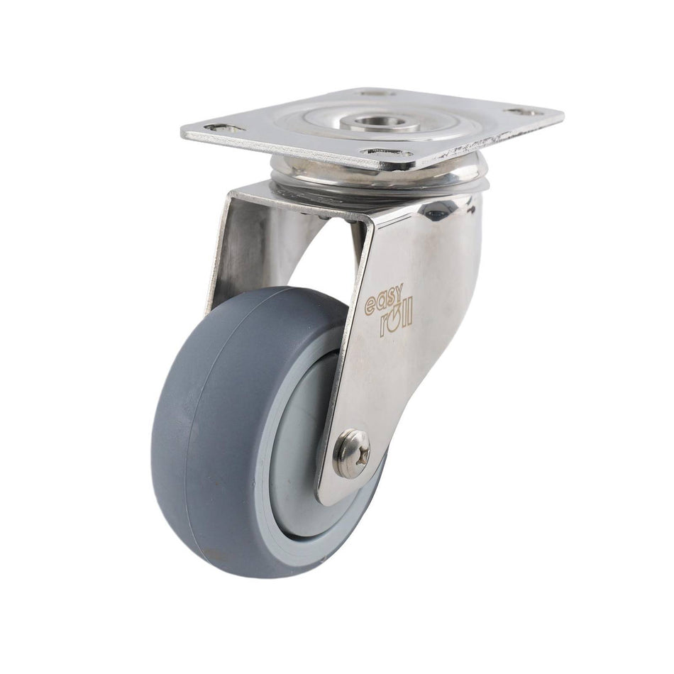 Easyroll 75mm Grey Rubber Swivel Plate G7 Series Castor 80kg