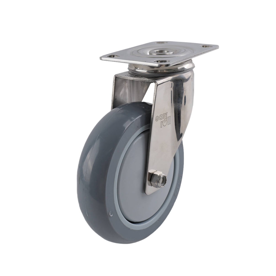 Easyroll 125mm Grey Urethane Swivel Plate G7 Series Castor 100kg