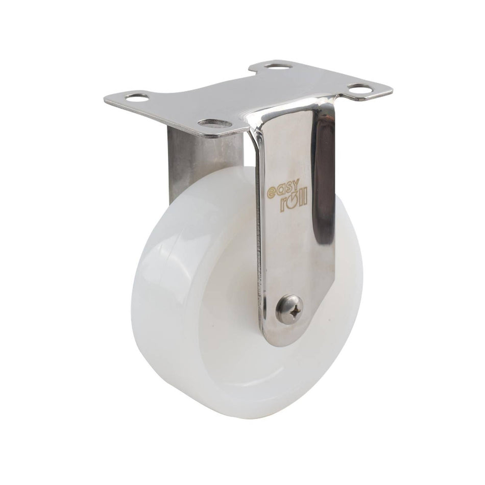 Easyroll 100mm White Nylon Fixed Plate G7 Series Castor 80kg