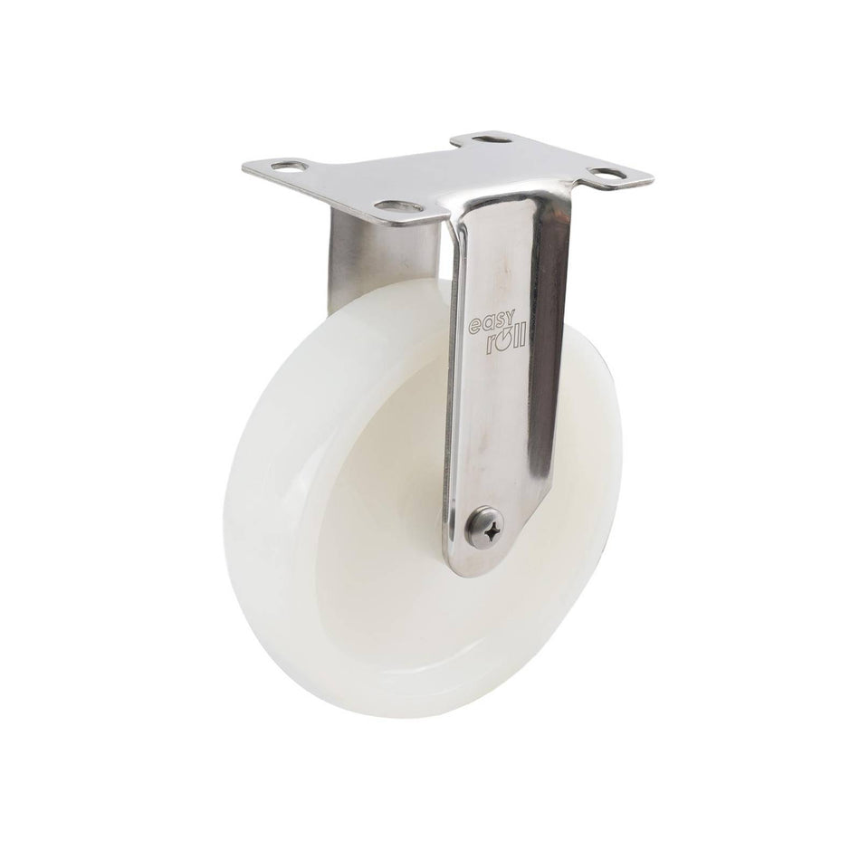 Easyroll 125mm White Nylon Fixed Plate G7 Series Castor 100kg
