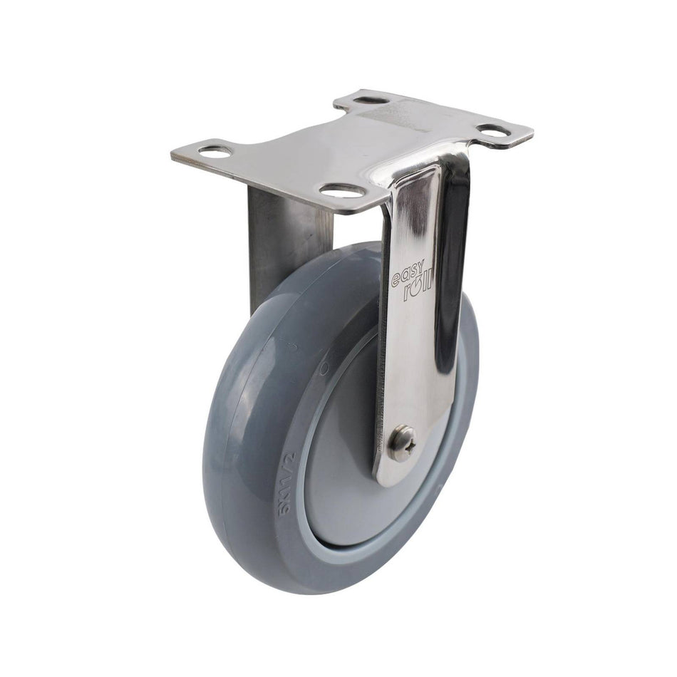 Easyroll 125mm Grey Urethane Fixed Plate G7 Series Castor 100kg