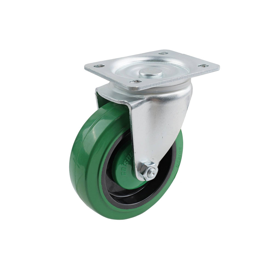 Colson 125mm Green Rubber Swivel Plate I3 Series Castor 200kg