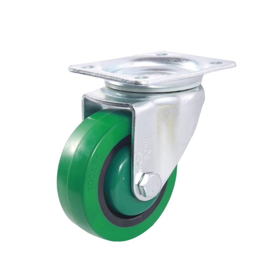 Easyroll 100mm Green Reflex Rubber I3 Series Castors 170kg 1PC