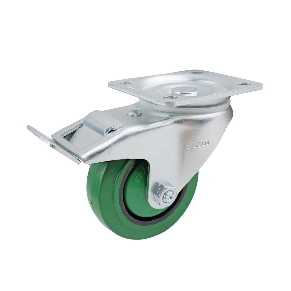 Colson 100mm Green Rubber Swivel Plate Brake I3 Series Castor 170kg