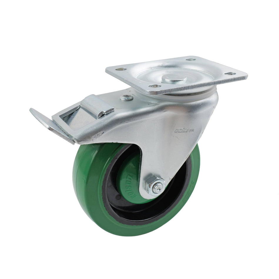Colson 125mm Green Rubber Swivel Plate Brake I3 Series Castor 200kg