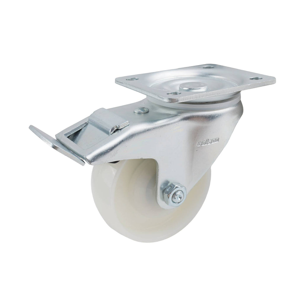 Colson 100mm White Nylon Swivel Plate Brake I3 Series Castor 230kg