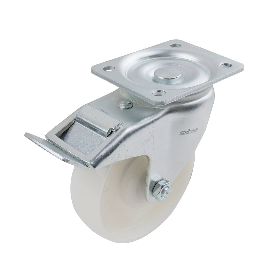 Colson 125mm White Nylon Swivel Plate Brake I3 Series Castor 250kg
