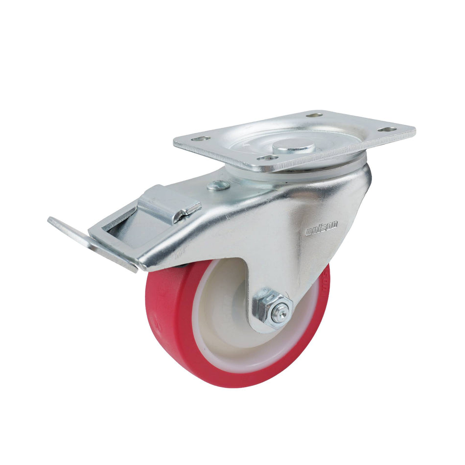 Colson 100mm Red Urethane Swivel Plate Brake I3 Series Castor 230kg