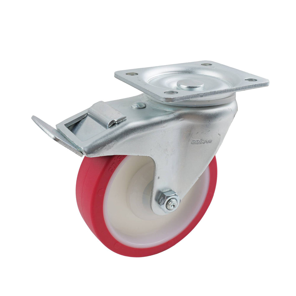 Colson 125mm Red Urethane Swivel Plate Brake I3 Series Castor 250kg