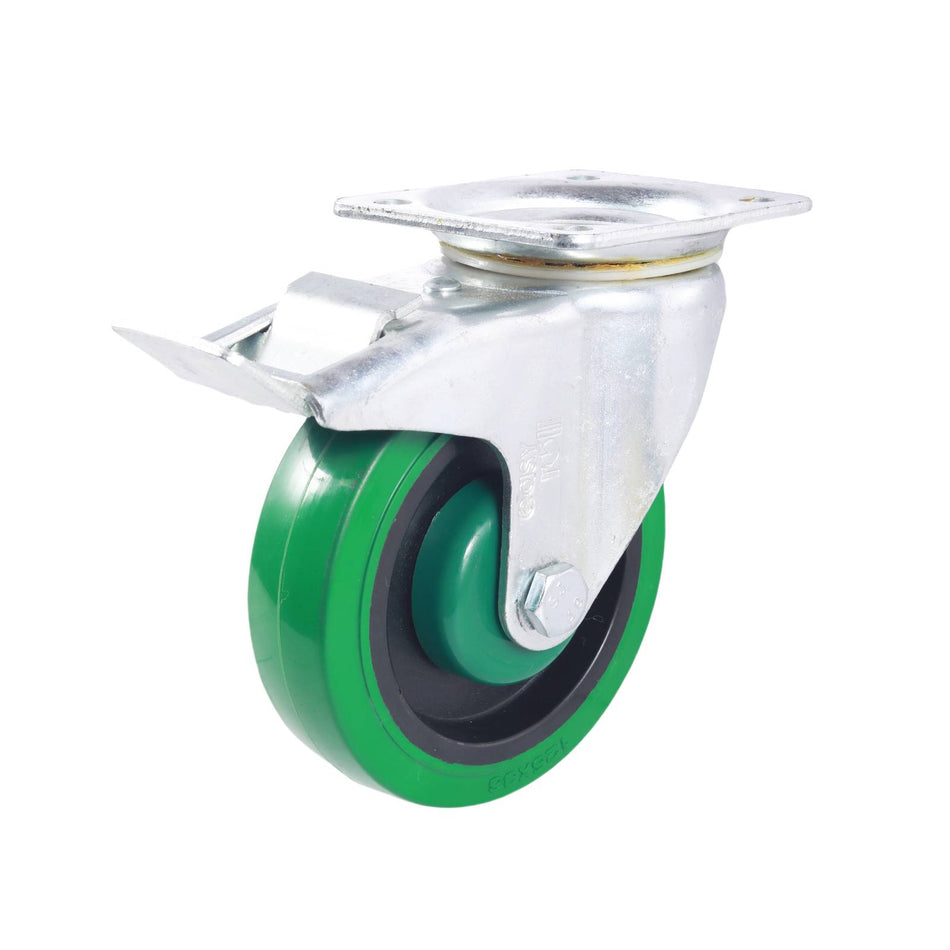 Easyroll 125mm Green Reflex Rubber I3 Series Castors 200kg 1PC