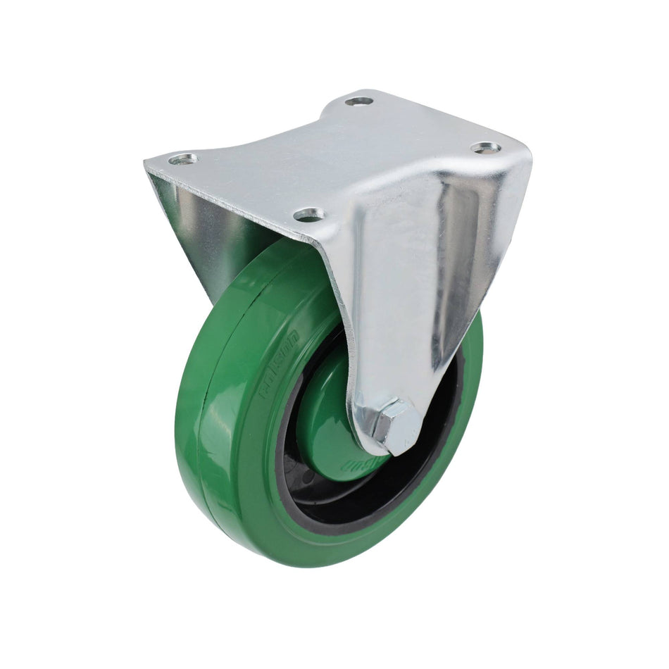 Colson 125mm Green Rubber Fixed Plate I3 Series Castor 200kg