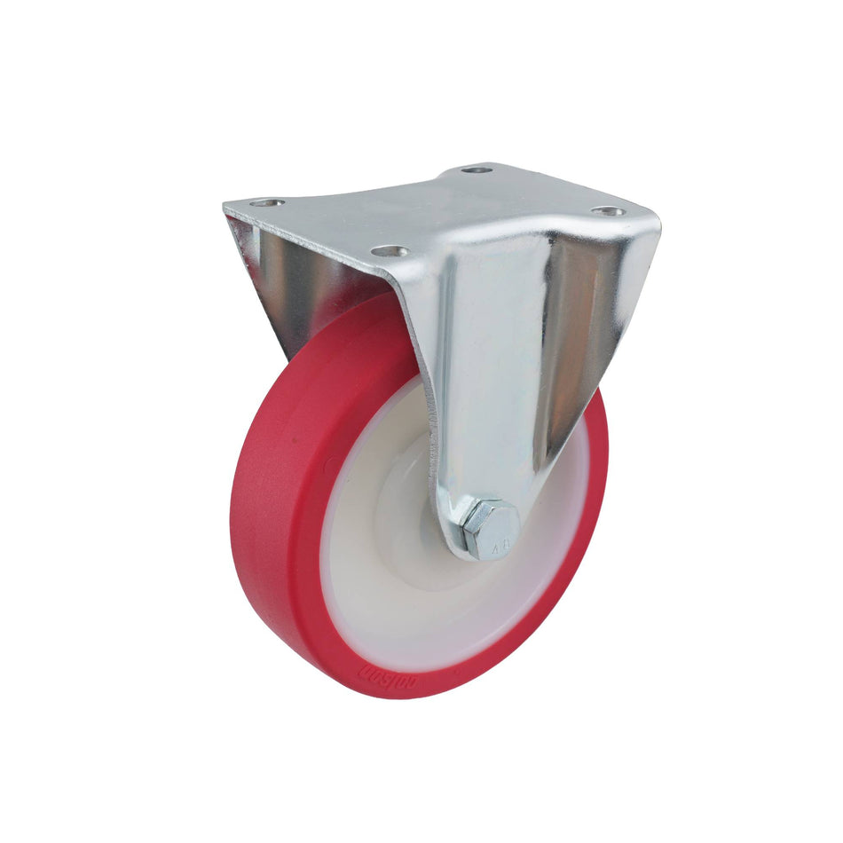 Colson 125mm Red Urethane Fixed Plate I3 Series Castor 250kg